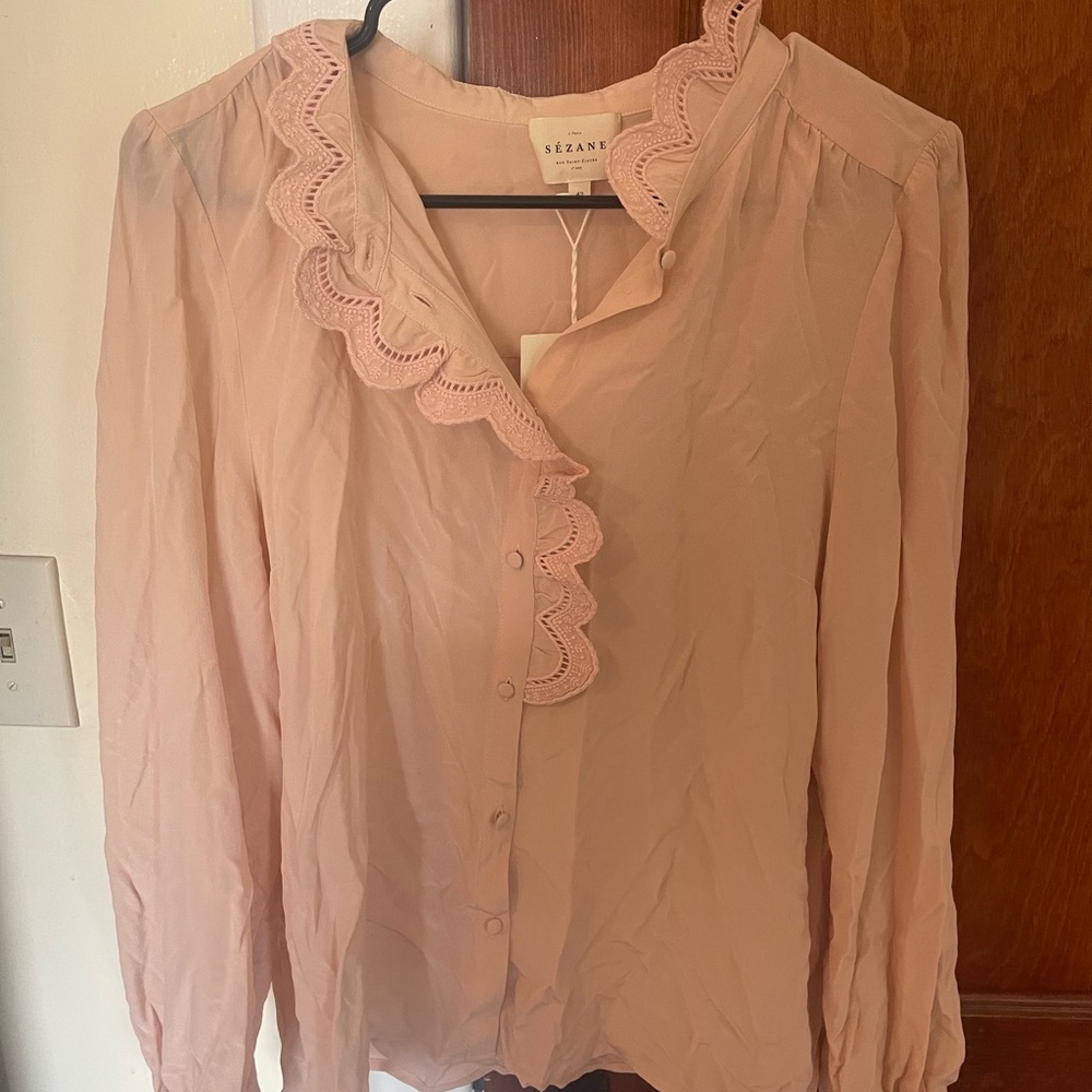 Sezane CHLO Shitt in Powder Pink